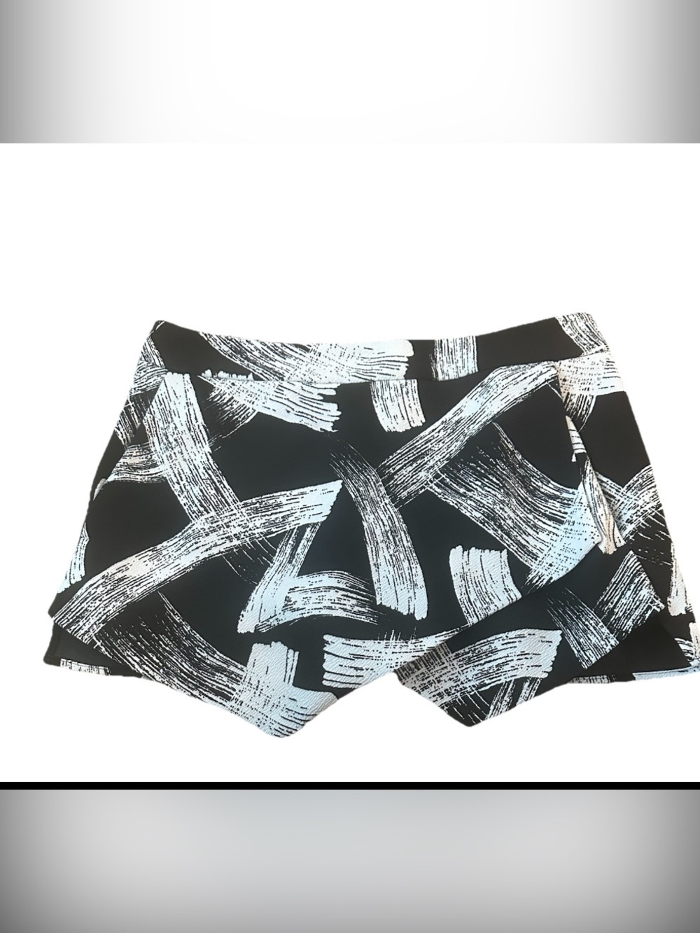 Aqua Abstract Brushstroke Skort Envelope Fold Back Zip, Large